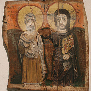 Kristus a svaty Menas (Original im Louvre, gemeinfrei)